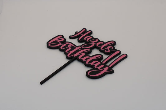 A Personalised Cake Topper - Happy Birthday + Number | Decorative Font | Choose Your Colors